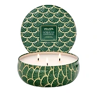 Voluspa Noble Fir Garland 3 Wick Tin Candle, 12 oz.
