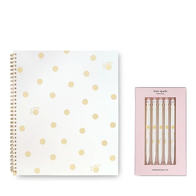 kate spade new york Gold Dot Script Note Journal Set