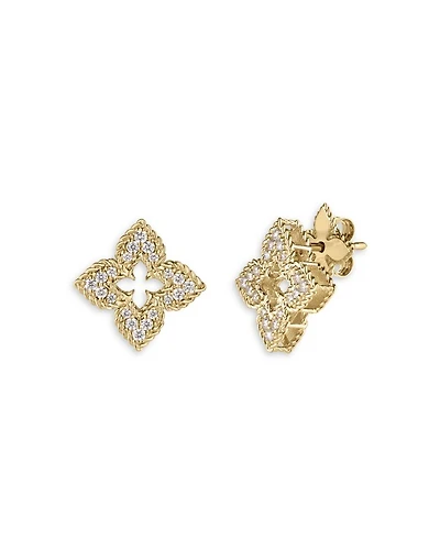 18K Yellow Gold Venetian Princess Earrings with Diamonds, 0.3 tcw