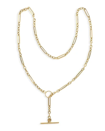 14K Yellow Gold Alternate Paperclip Link Toggle Necklace, 20"