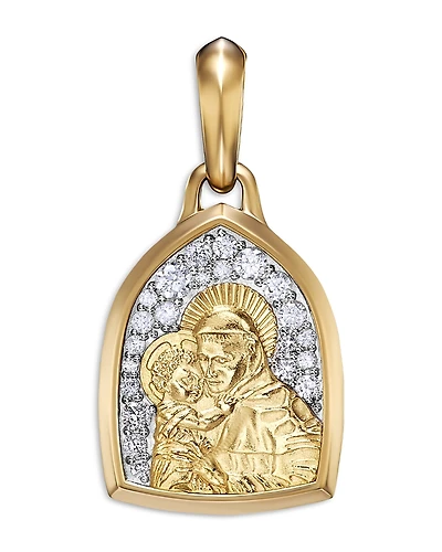 David Yurman 18K Yellow Gold St. Anthony Amulet with Pave Diamonds
