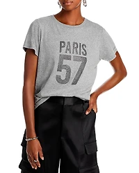 Cinq a Sept Rhinestone Paris Cotton Tee
