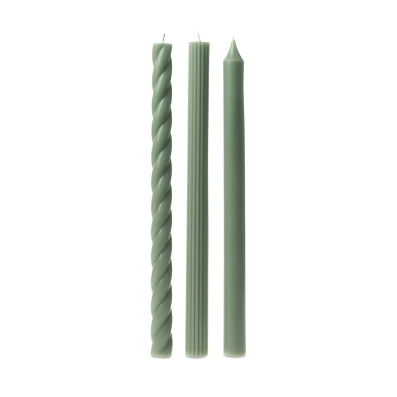 Assorted Sage Green Candle Tapers 3-pack, 7.65 oz.