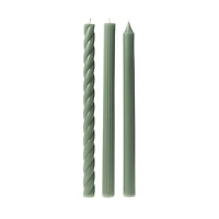 Assorted Sage Green Candle Tapers 3-pack, 7.65 oz.