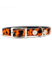 Small Red Leopard Leather Adjustable Dog Collar