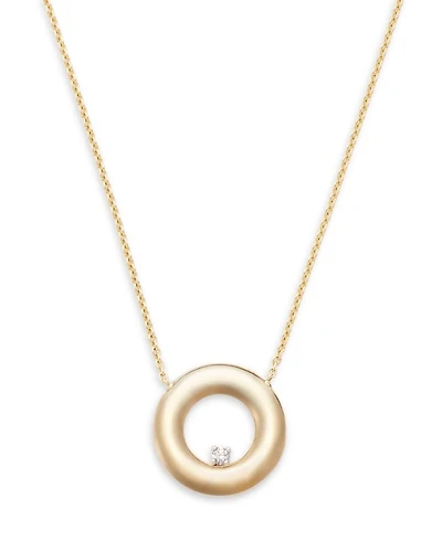 14K Yellow Gold Diamond Circle Pendant Necklace, 16"