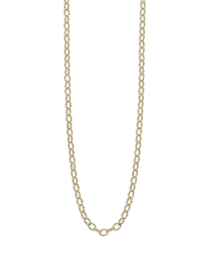 18K Yellow Gold Signature Caviar Beaded Oval Link Necklace, 18"