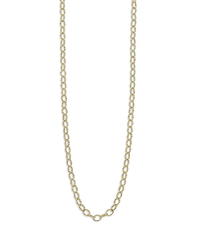 18K Yellow Gold Signature Caviar Beaded Oval Link Necklace, 18"