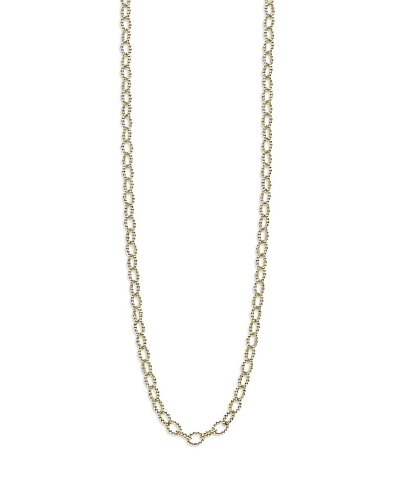 Lagos 18K Yellow Gold Signature Caviar Beaded Oval Link Necklace, 18