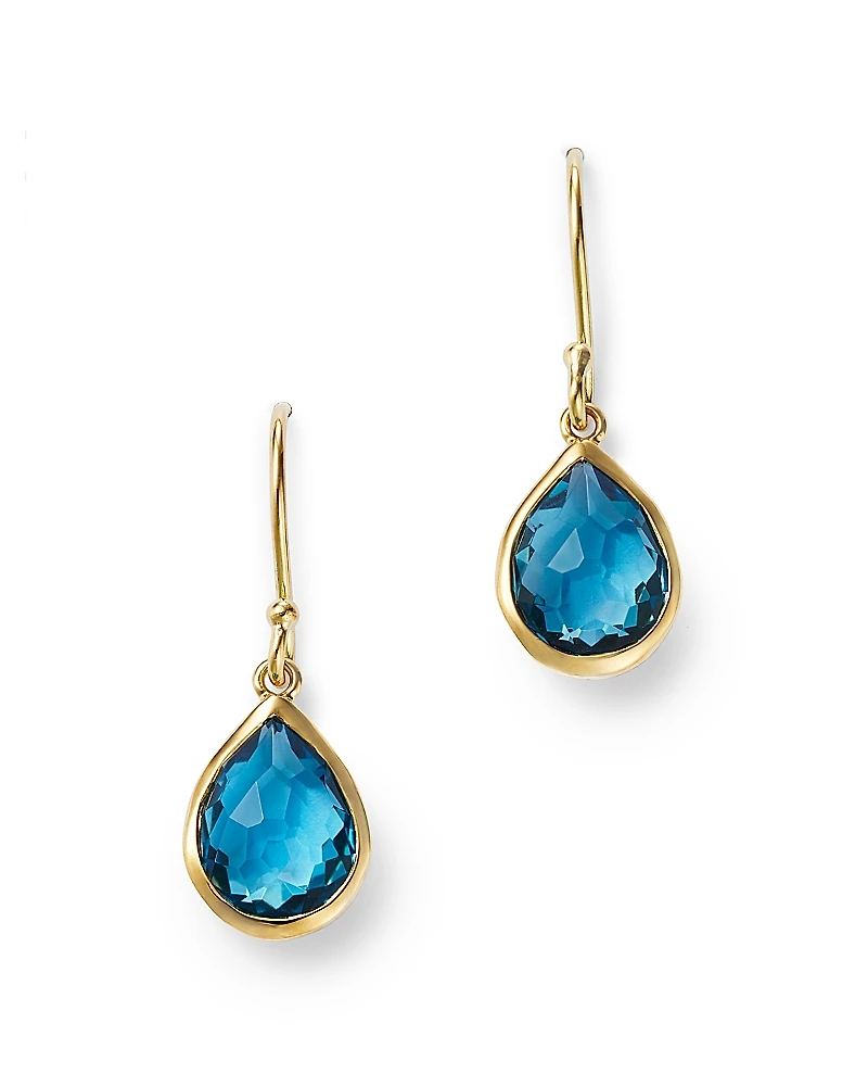 Ippolita 18K Yellow Gold Rock Candy London Blue Topaz Teeny Teardrop Earrings