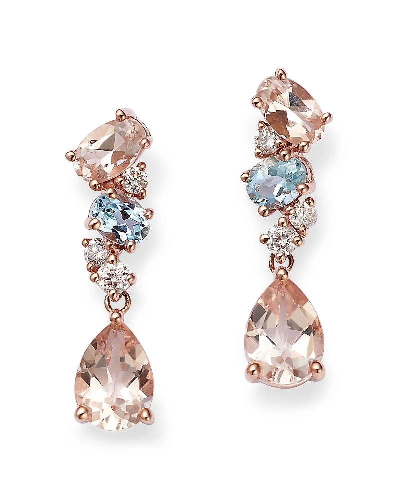 Bloomingdale's Fine Collection Morganite, Aquamarine, & Diamond Drop Earrings