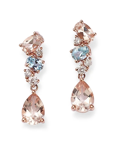 Bloomingdale's Fine Collection Morganite, Aquamarine, & Diamond Drop Earrings