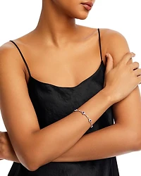 Precious Stone and Diamond Halo Link Bracelet Collection