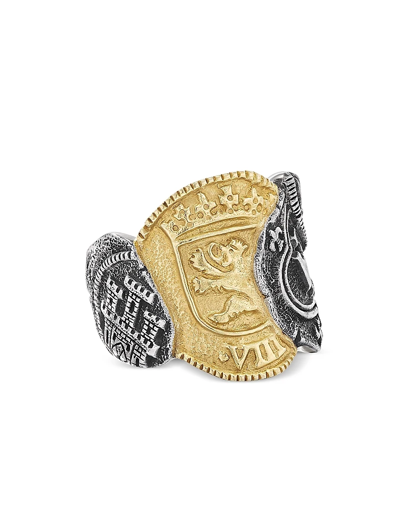 David Yurman Men's 18K Yellow Gold & Sterling Silver Shipwreck Coin Signet Ring