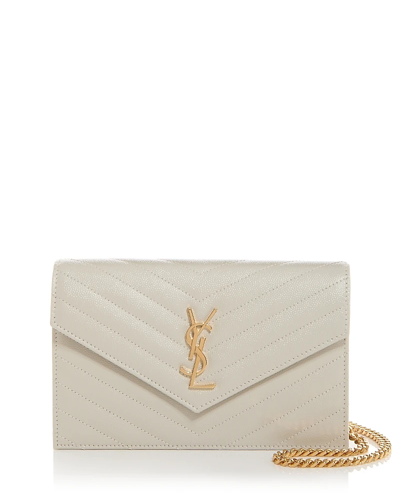 Saint Laurent Cassandre Matelasse Envelope Chain Wallet