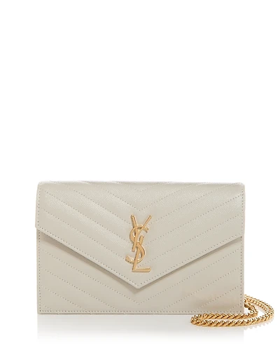 Saint Laurent Cassandre Matelasse Envelope Chain Wallet