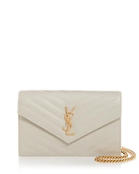 Saint Laurent Cassandre Matelasse Envelope Chain Wallet