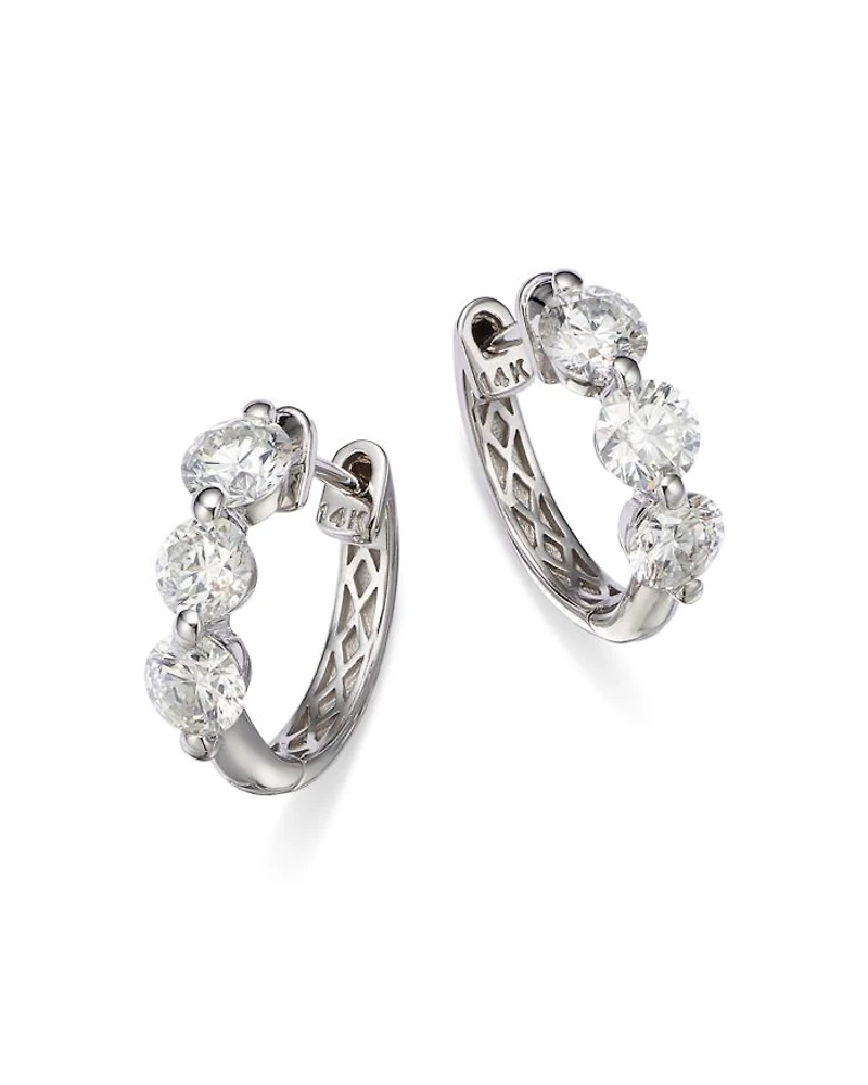 Diamond Hoop Earrings 14K White Gold, 0.5-1.5 tcw