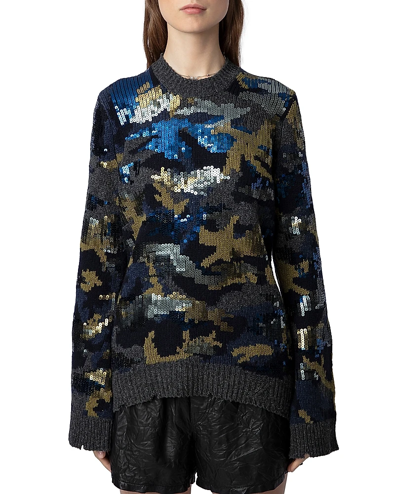 Zadig & Voltaire Cosmy Camo Sequin Sweater
