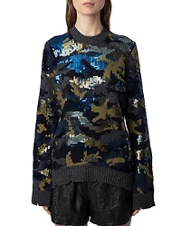 Zadig & Voltaire Cosmy Camo Sequin Sweater