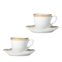 Bernardaud Pompadour Set of 2 Espresso Cups & Saucers