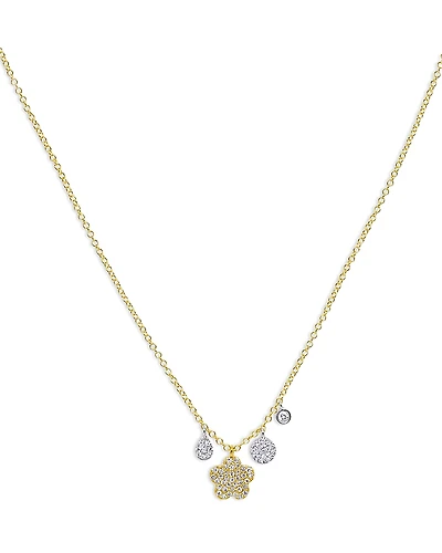 Meira T 14K Yellow & White Gold Diamond Flower Pendant Necklace, 16-18