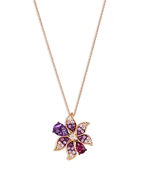 Bloomingdale's Fine Collection Multi-Gemstone & Diamond Flower Pendant Necklace