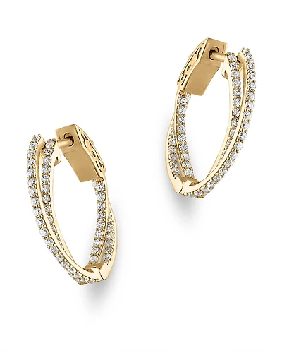 Bloomingdale's Fine Collection Diamond Crossover Small Hoop Earrings