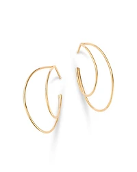 14K Yellow Gold Double Wire Hoop Earrings