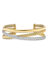 David Yurman Pave Crossover Three Row Cuff Bracelet