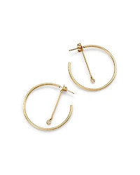 14K Yellow Gold Diamond Dangle Post Front to Back Hoop Earrings