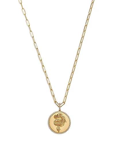 Bloomingdale's Fine Collection Diamond Dragon Disc Pendant Necklace