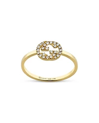 18K Yellow Gold Interlocking G Diamond Logo Ring