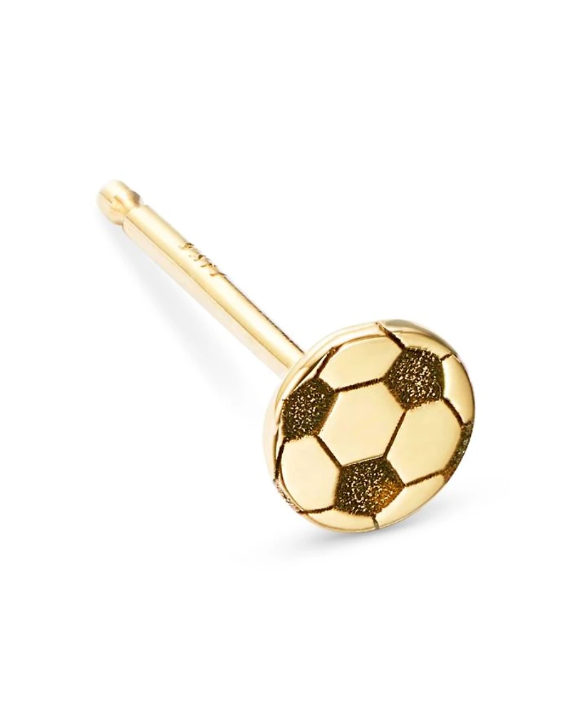 14K Yellow Gold Itty Bitty Symbols Soccer Ball Single Stud Earring
