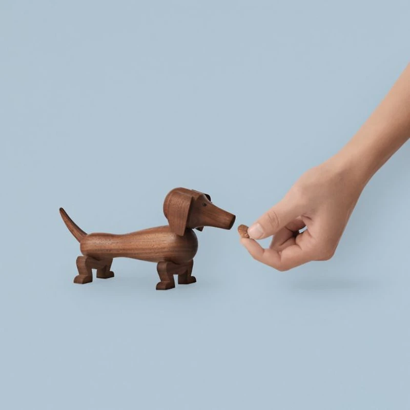 Walnut Dachshund Dog Figure