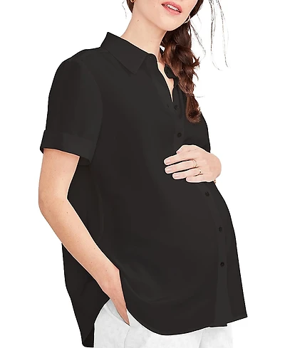 Hatch Collection Nursing Friendly Maternity Buttondown Savannah Top