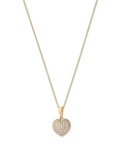 Diamond Pavé Heart Pendant Necklace in 14K Yellow Gold, 0.40 tcw