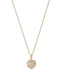 Diamond Pavé Heart Pendant Necklace in 14K Yellow Gold, 0.40 tcw