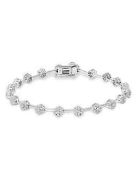 Diamond Flower Cluster Link Bracelet in 14K White Gold, 2.0 tcw
