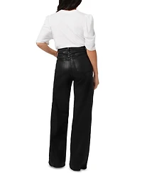 The Mia Petite High Rise Wide Leg Coated Jeans Black