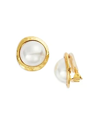 Kenneth Jay Lane Imitation Pearl Clip On Button Earrings