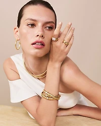 18K Yellow Gold Via Mercanti Diamond Three Station Tubogas Collar Necklace, 17"
