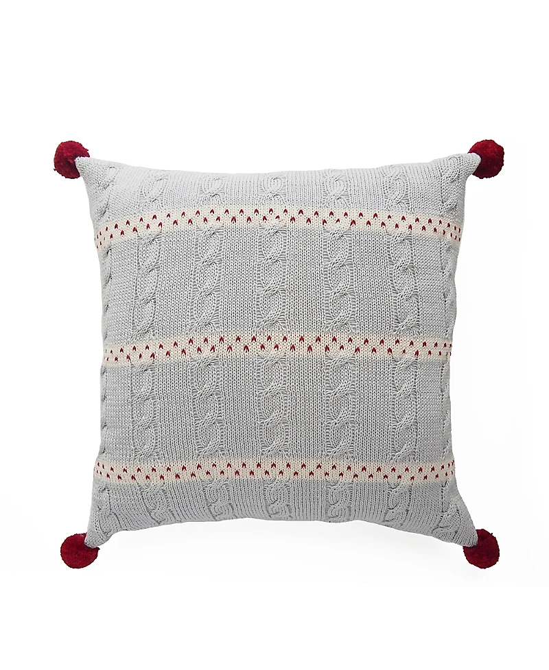 Melange Collection Cable Knit Holiday Throw Pillow, 14 x 14