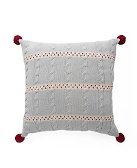 Melange Collection Cable Knit Holiday Throw Pillow, 14 x 14