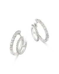 Diamond Double Row Hoop Earrings in 14K White Gold, 0.50 tcw