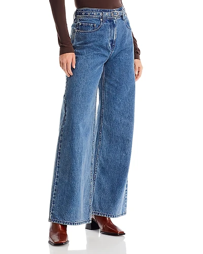 3.1 Phillip Lim High Rise Wide Leg Belted Jeans