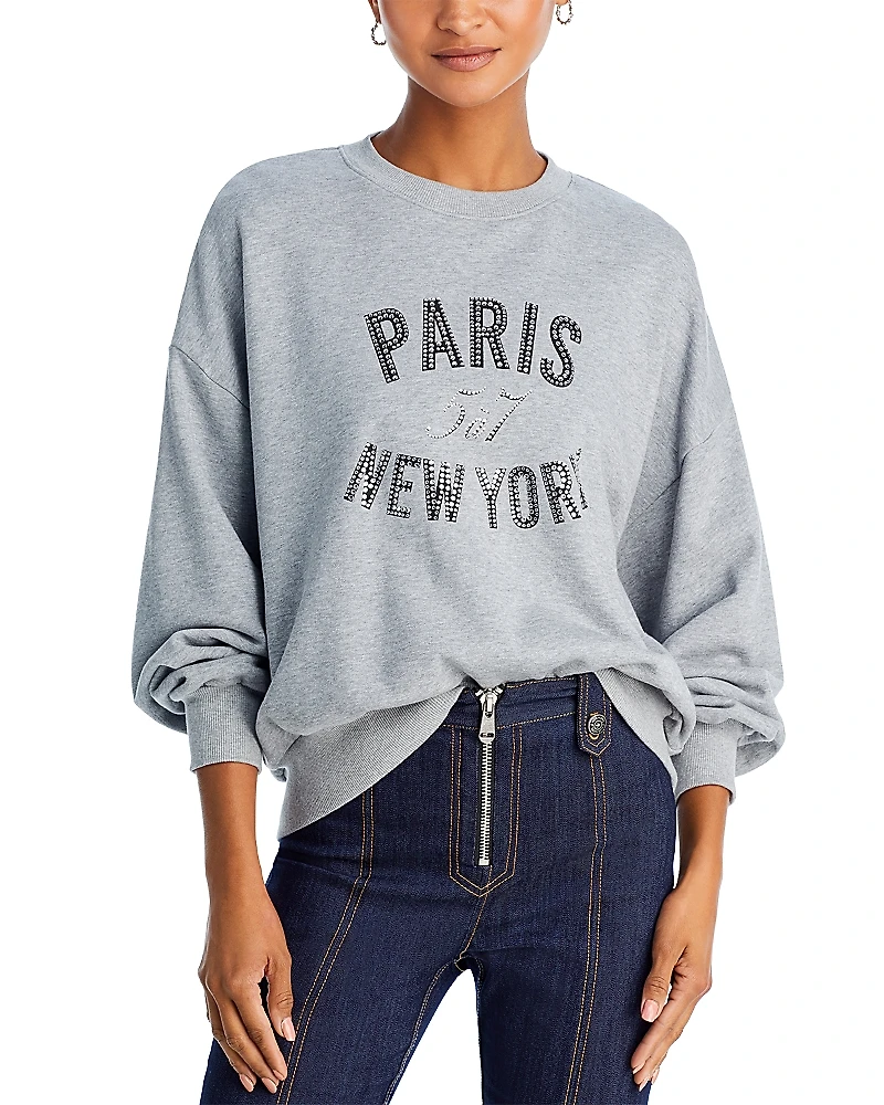 Cinq a Sept Rhinestone Paris New York Sweatshirt