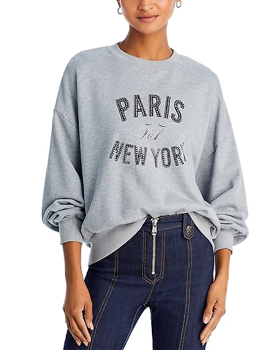 Cinq a Sept Rhinestone Paris New York Sweatshirt