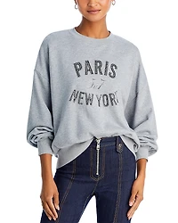 Cinq a Sept Rhinestone Paris New York Sweatshirt