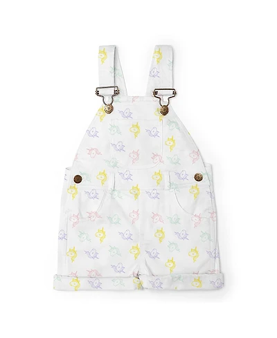 Dotty Dungarees Girls' Unicorn Print Overall Shorts - Baby, Little Kid, Big Kid